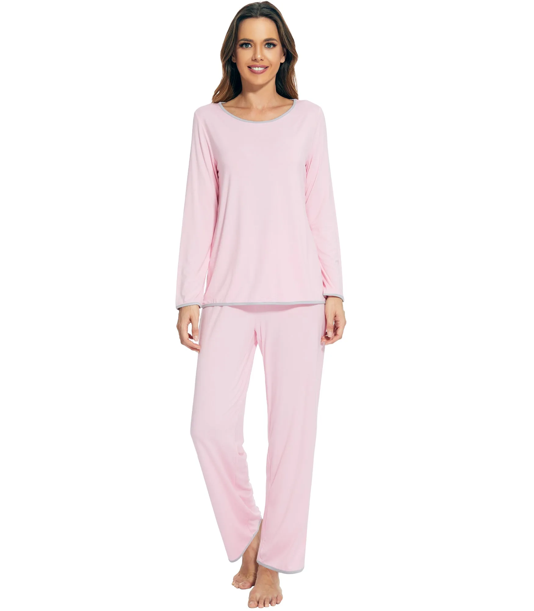 WiWi Soft Long Sleeve Bamboo Pajamas Set for Women