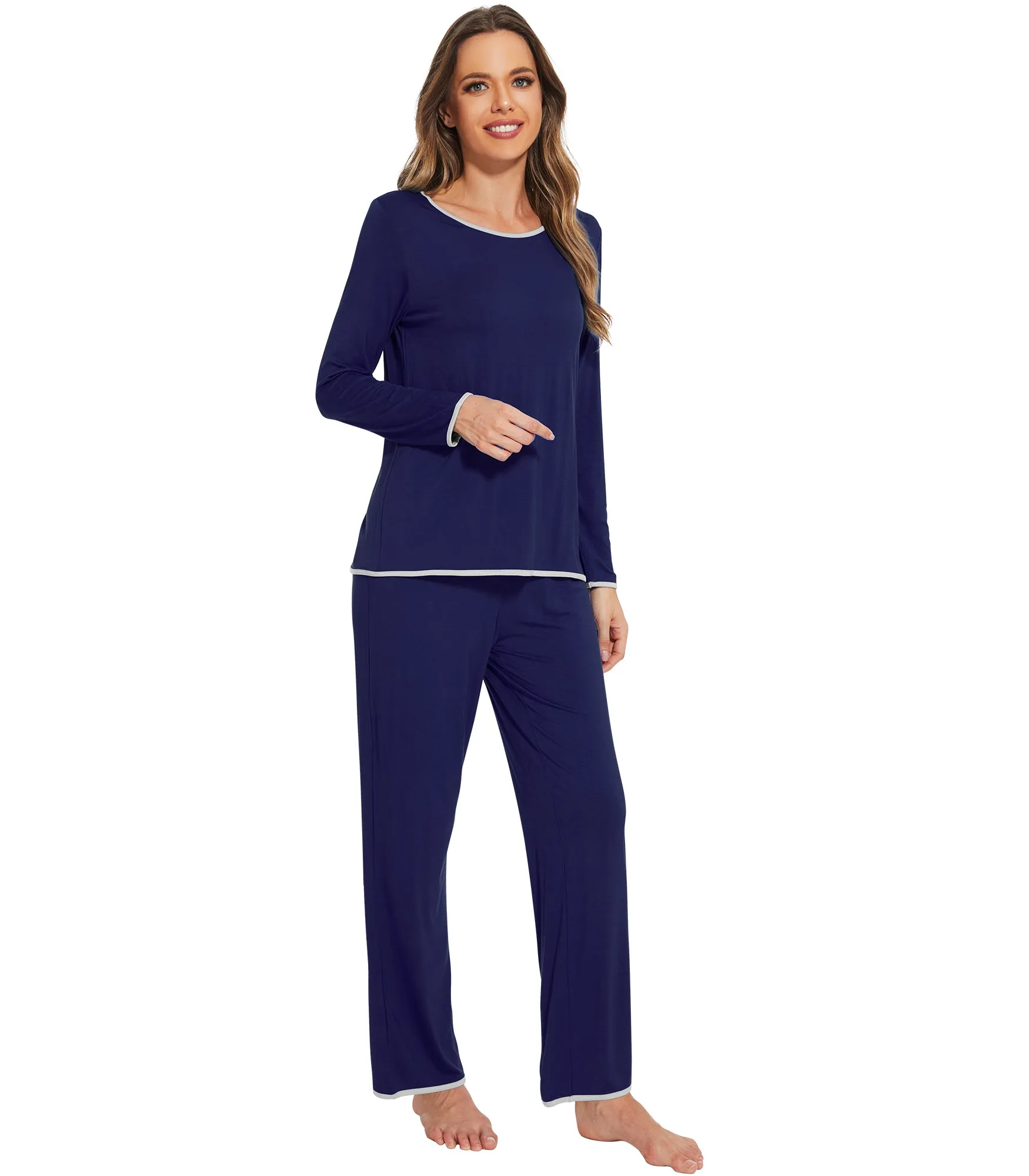 WiWi Soft Long Sleeve Bamboo Pajamas Set for Women