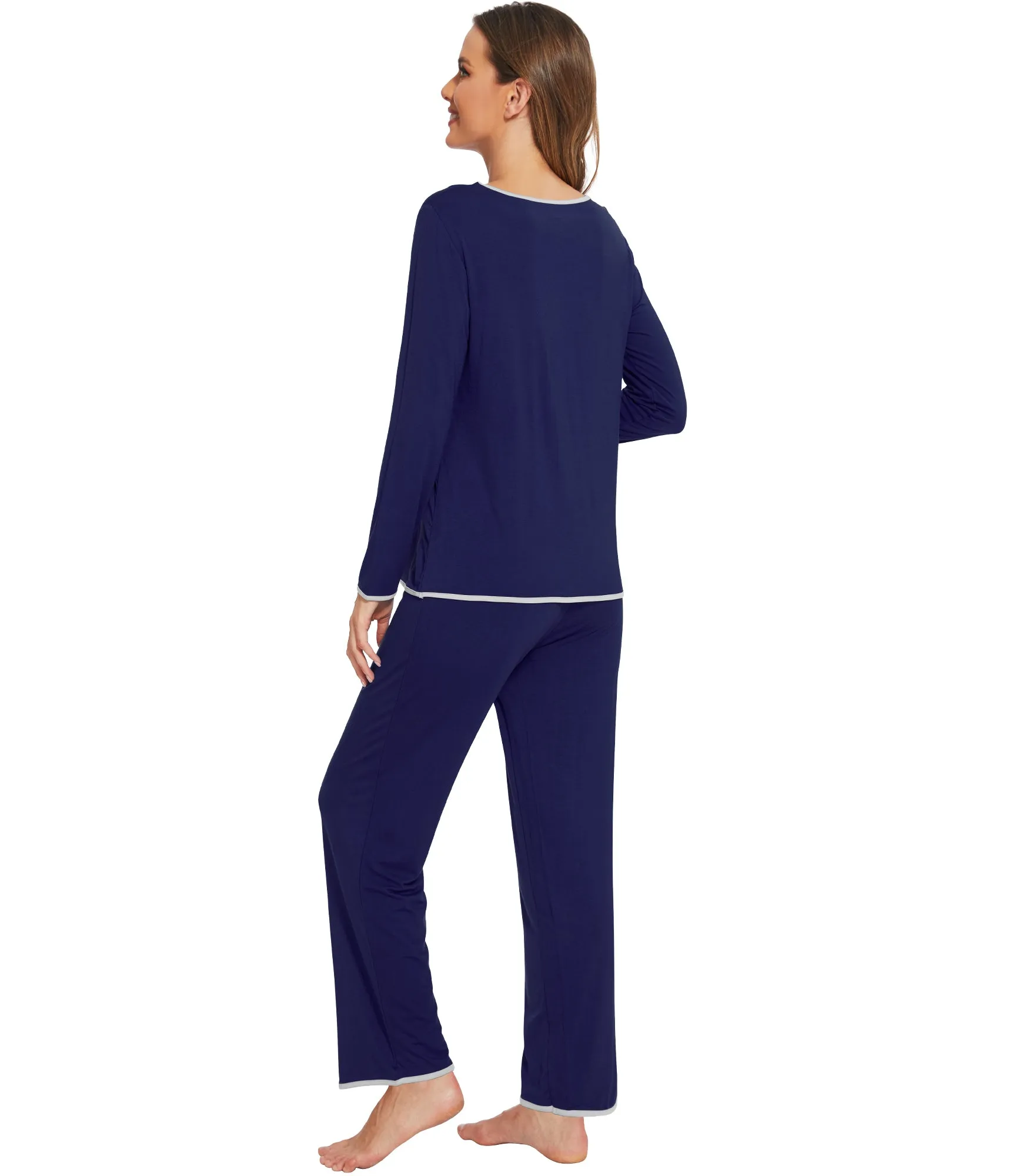 WiWi Soft Long Sleeve Bamboo Pajamas Set for Women