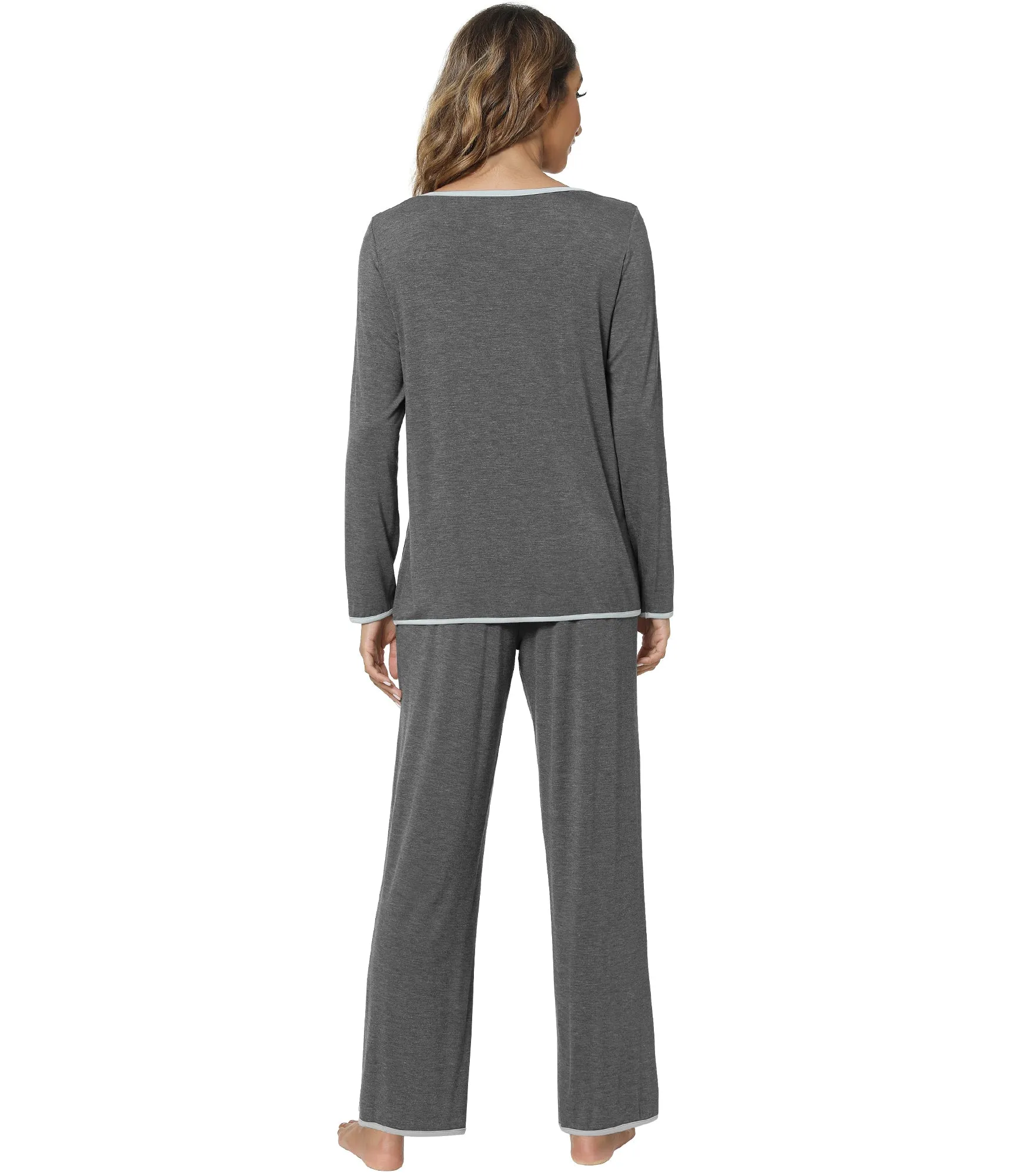 WiWi Soft Long Sleeve Bamboo Pajamas Set for Women