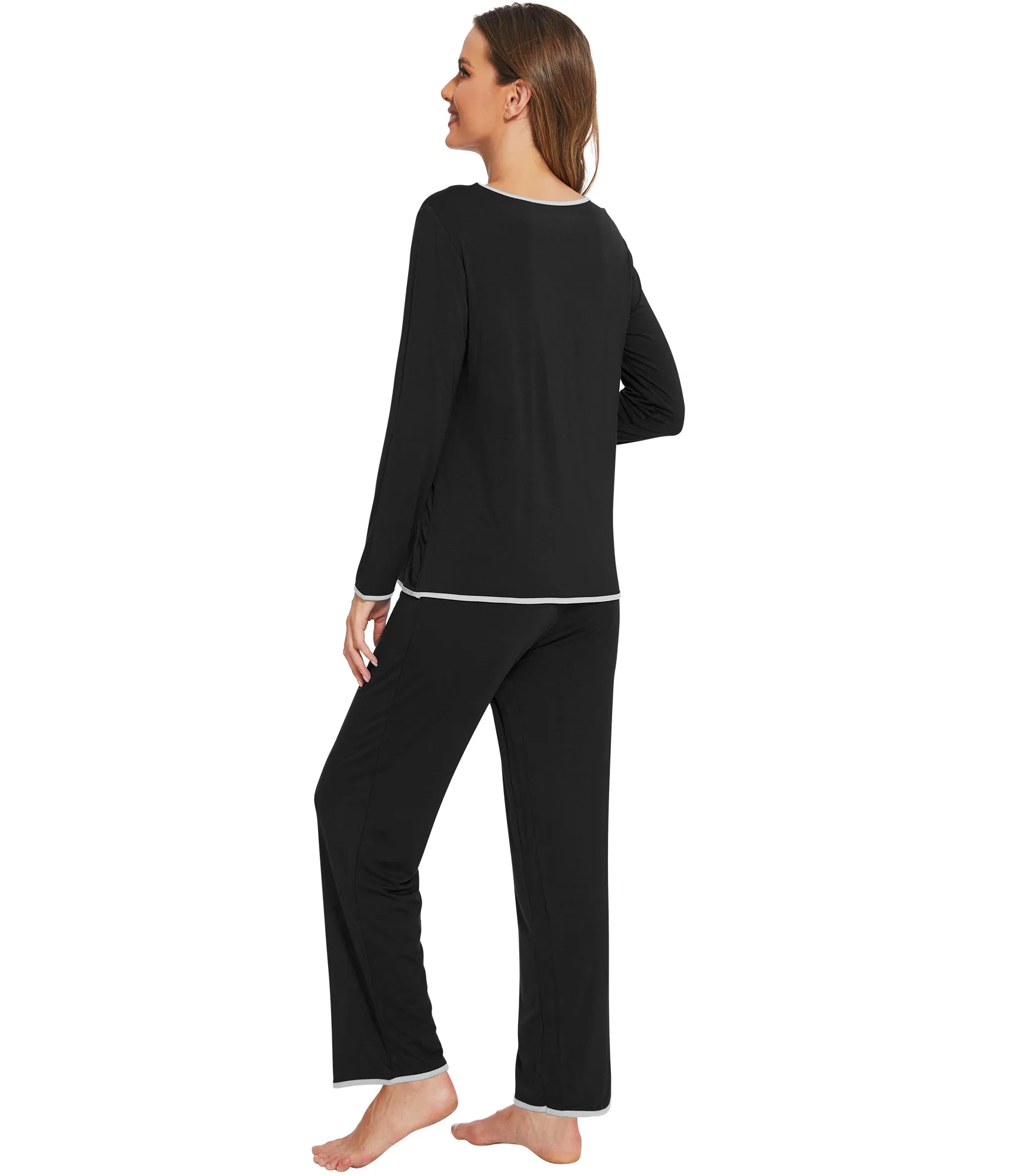 WiWi Soft Long Sleeve Bamboo Pajamas Set for Women