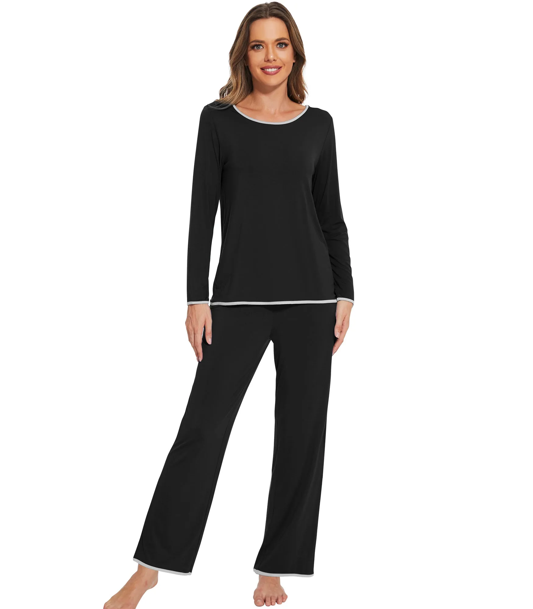 WiWi Soft Long Sleeve Bamboo Pajamas Set for Women