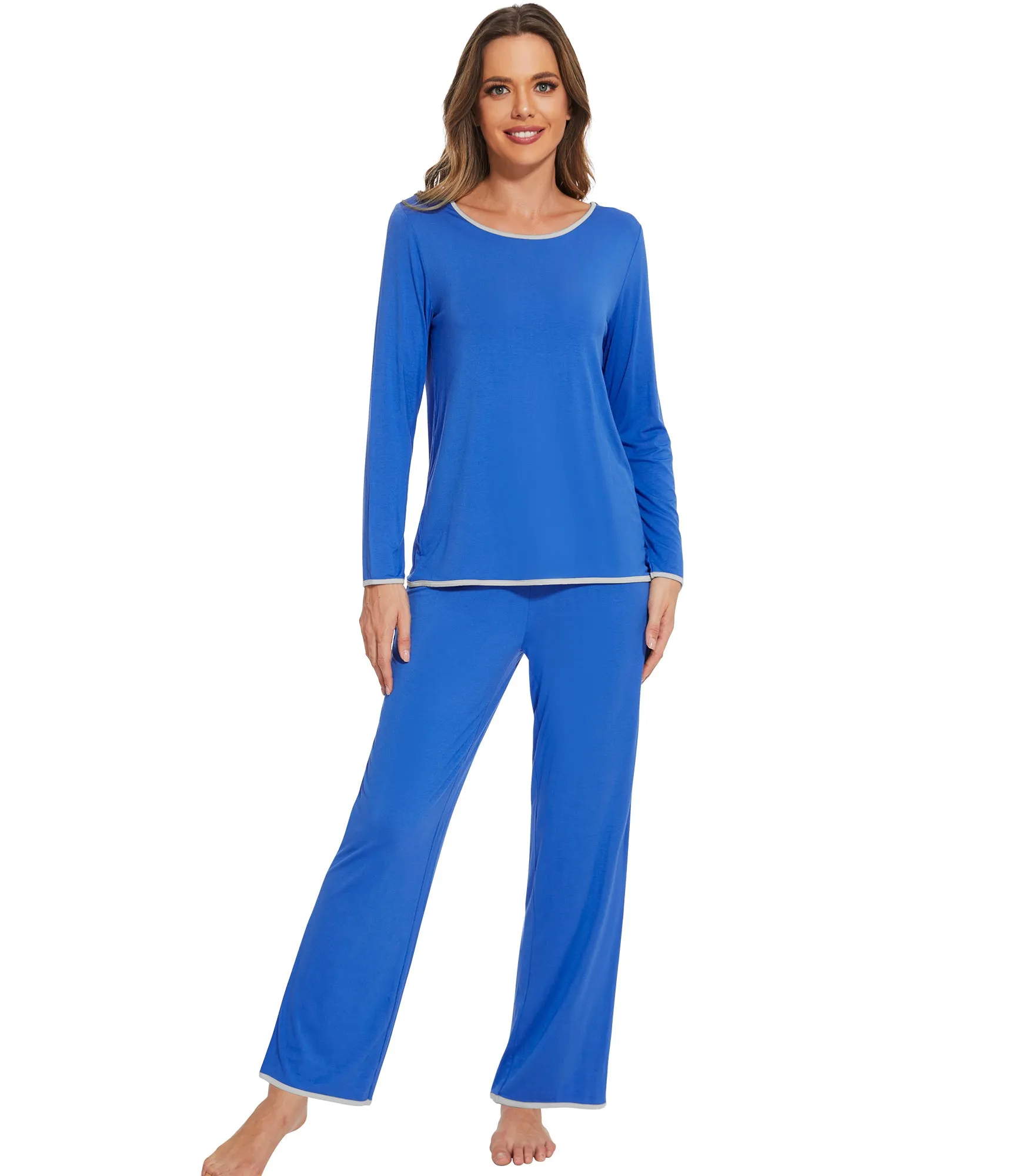WiWi Soft Long Sleeve Bamboo Pajamas Set for Women
