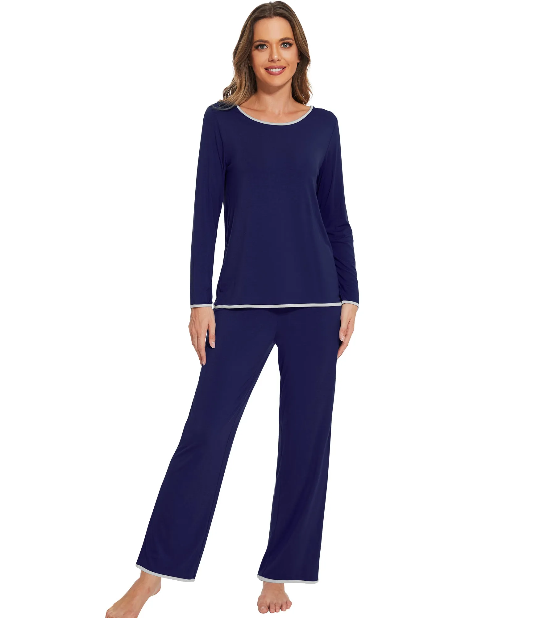 WiWi Soft Long Sleeve Bamboo Pajamas Set for Women