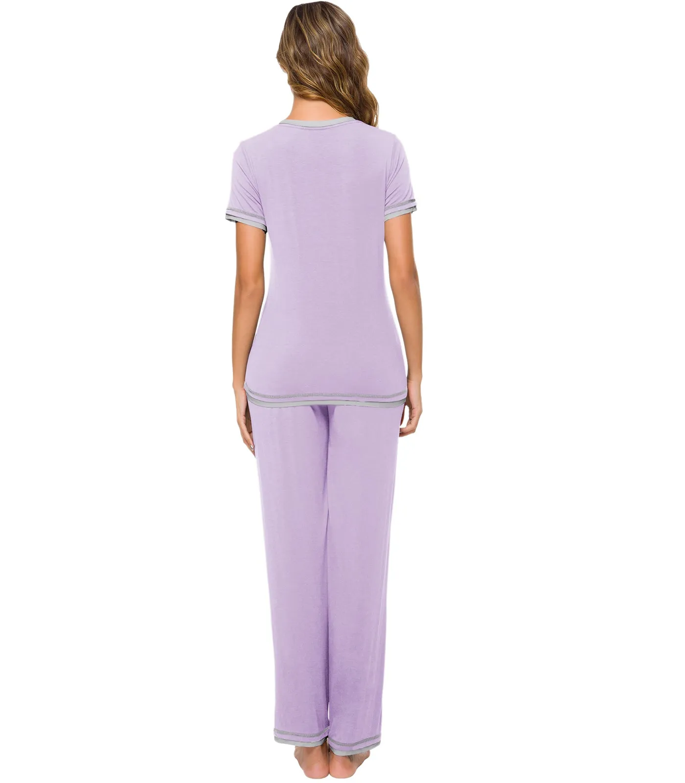 WiWi Womens Short Sleeves Pajamas Set