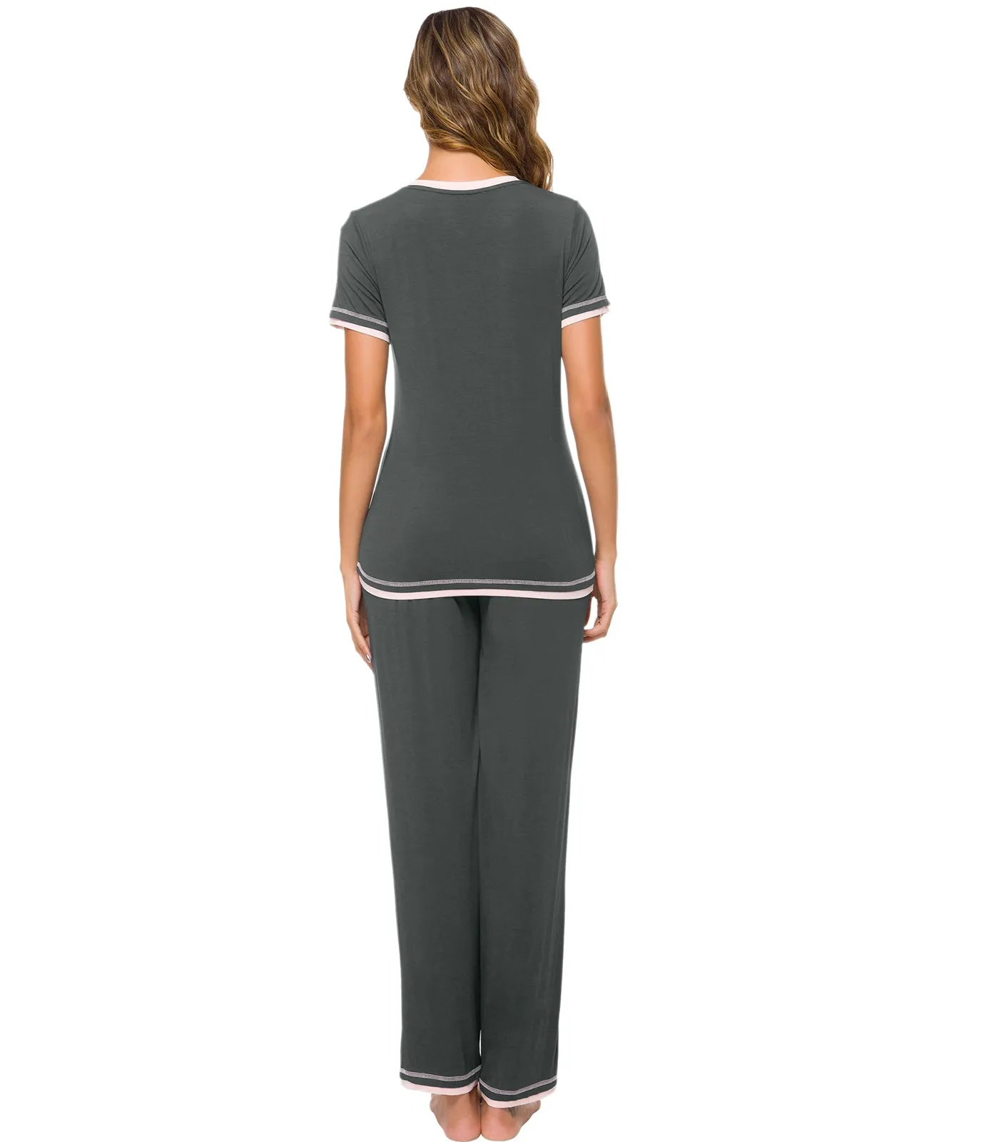 WiWi Womens Short Sleeves Pajamas Set