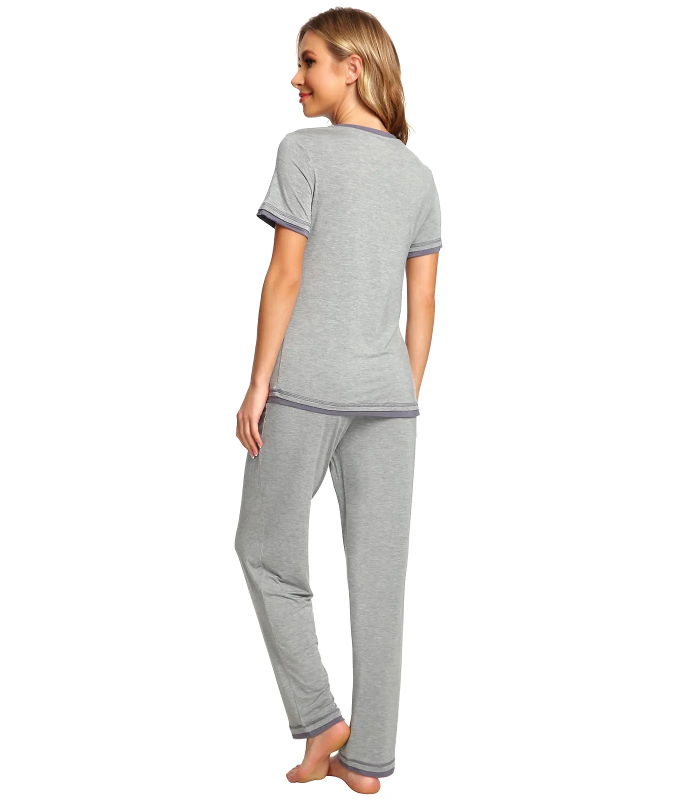 WiWi Womens Short Sleeves Pajamas Set