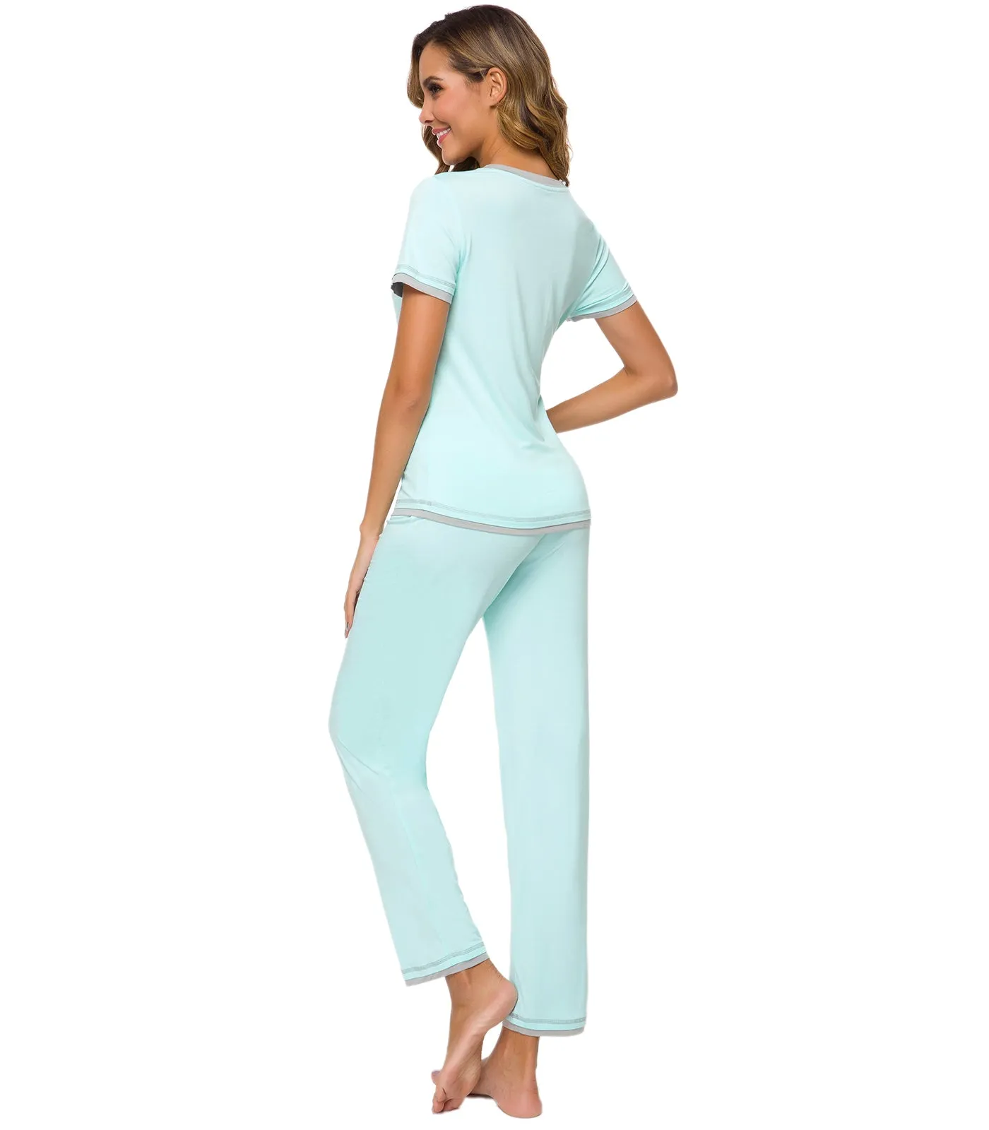 WiWi Womens Short Sleeves Pajamas Set