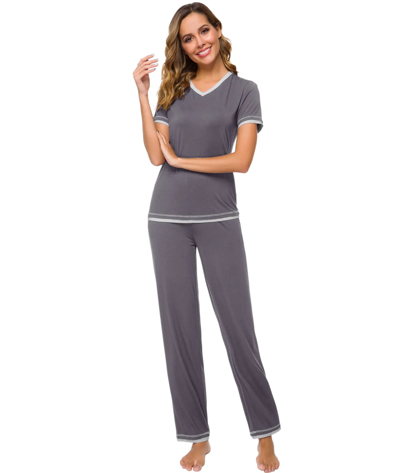 WiWi Womens Short Sleeves Pajamas Set