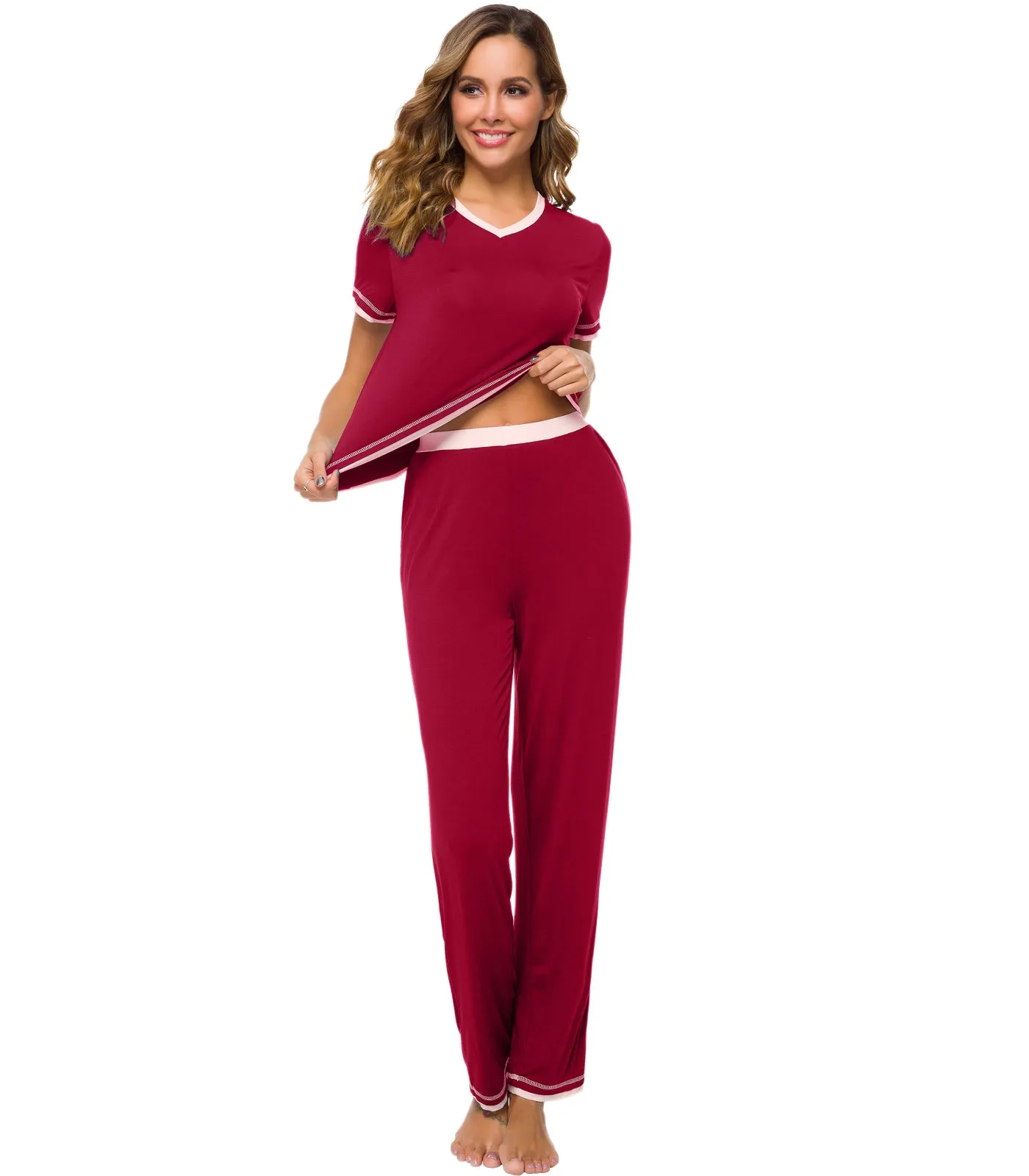 WiWi Womens Short Sleeves Pajamas Set