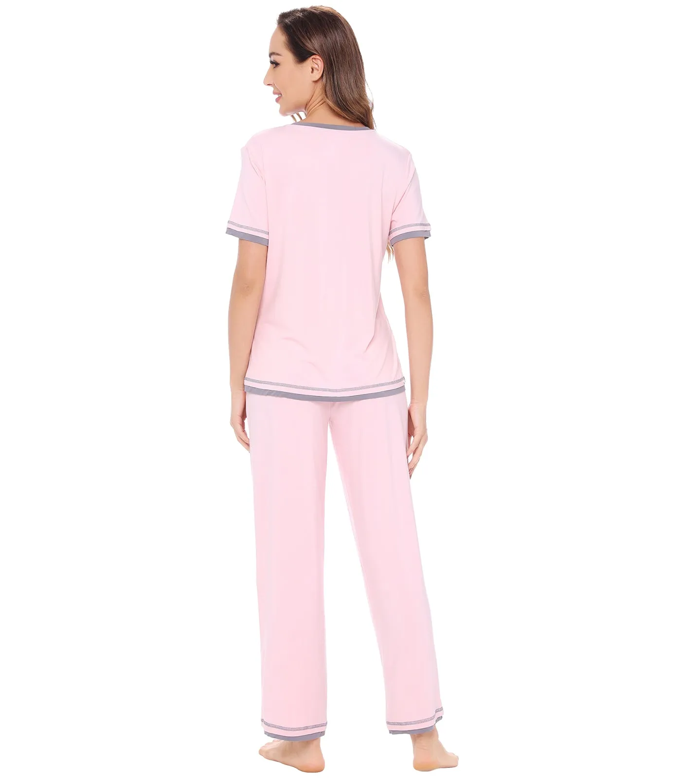 WiWi Womens Short Sleeves Pajamas Set