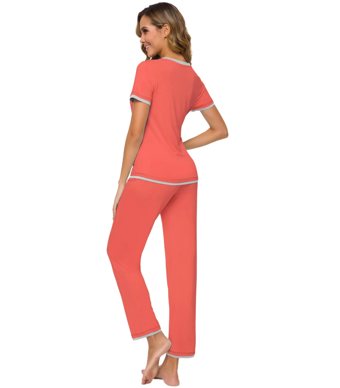 WiWi Womens Short Sleeves Pajamas Set