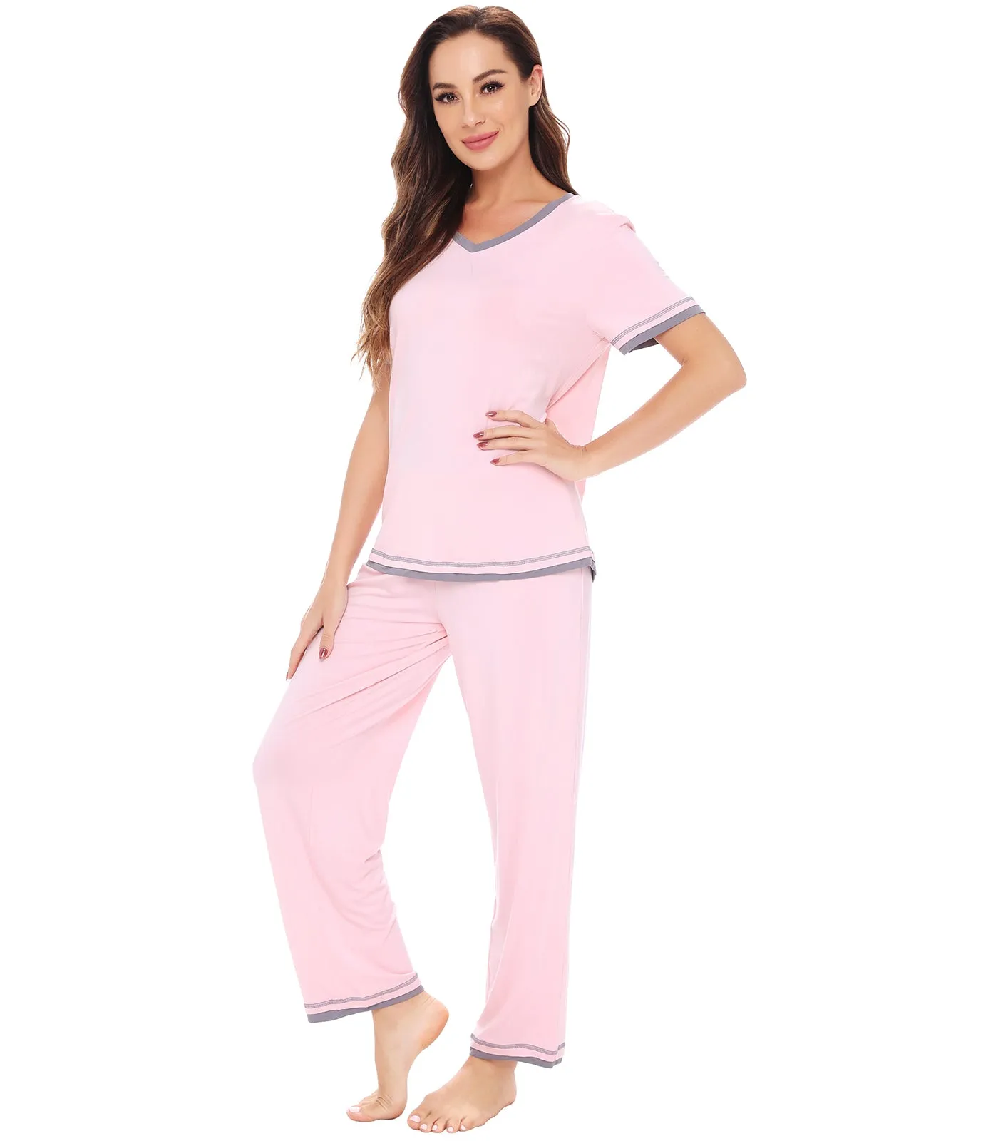 WiWi Womens Short Sleeves Pajamas Set