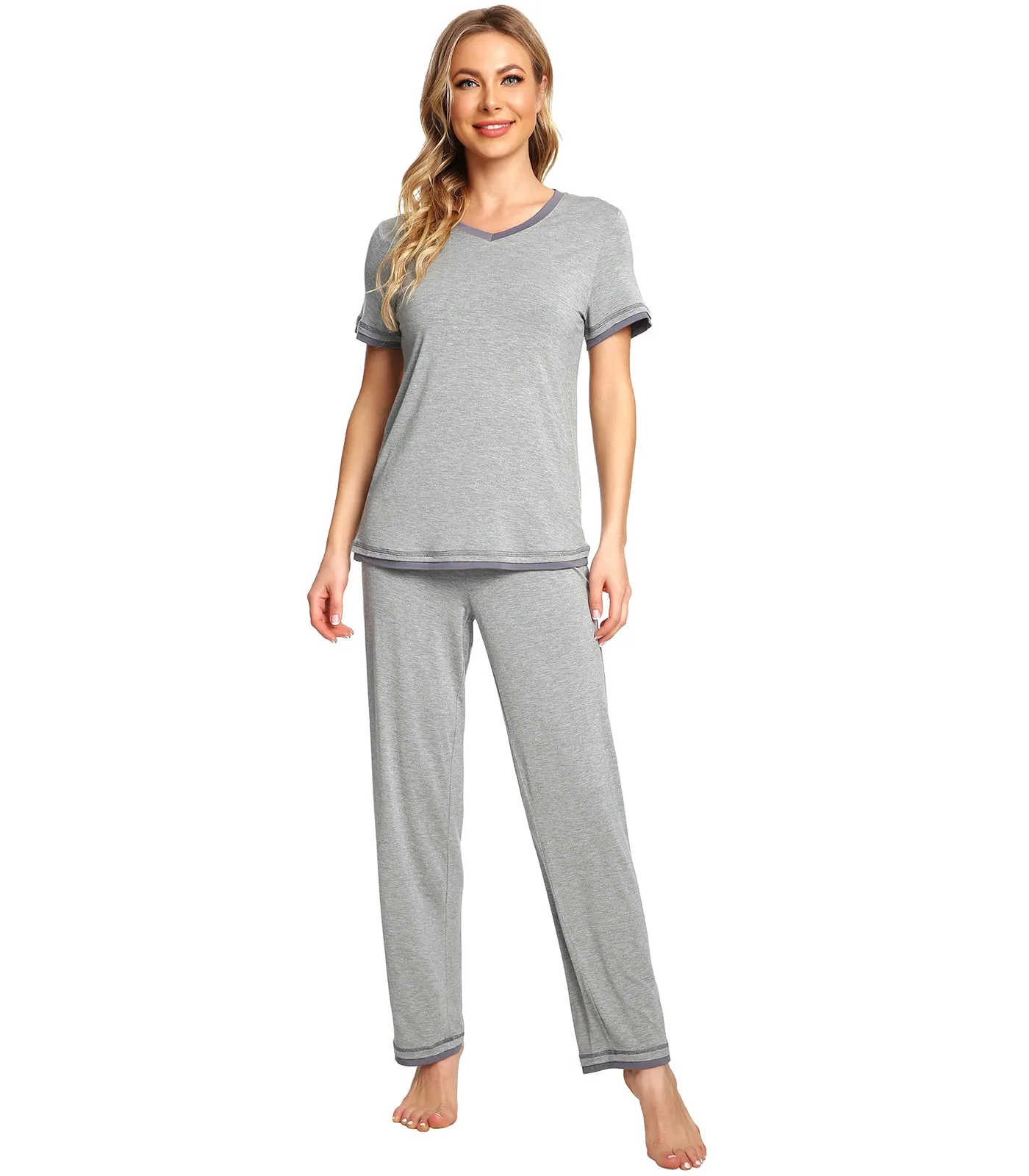 WiWi Womens Short Sleeves Pajamas Set