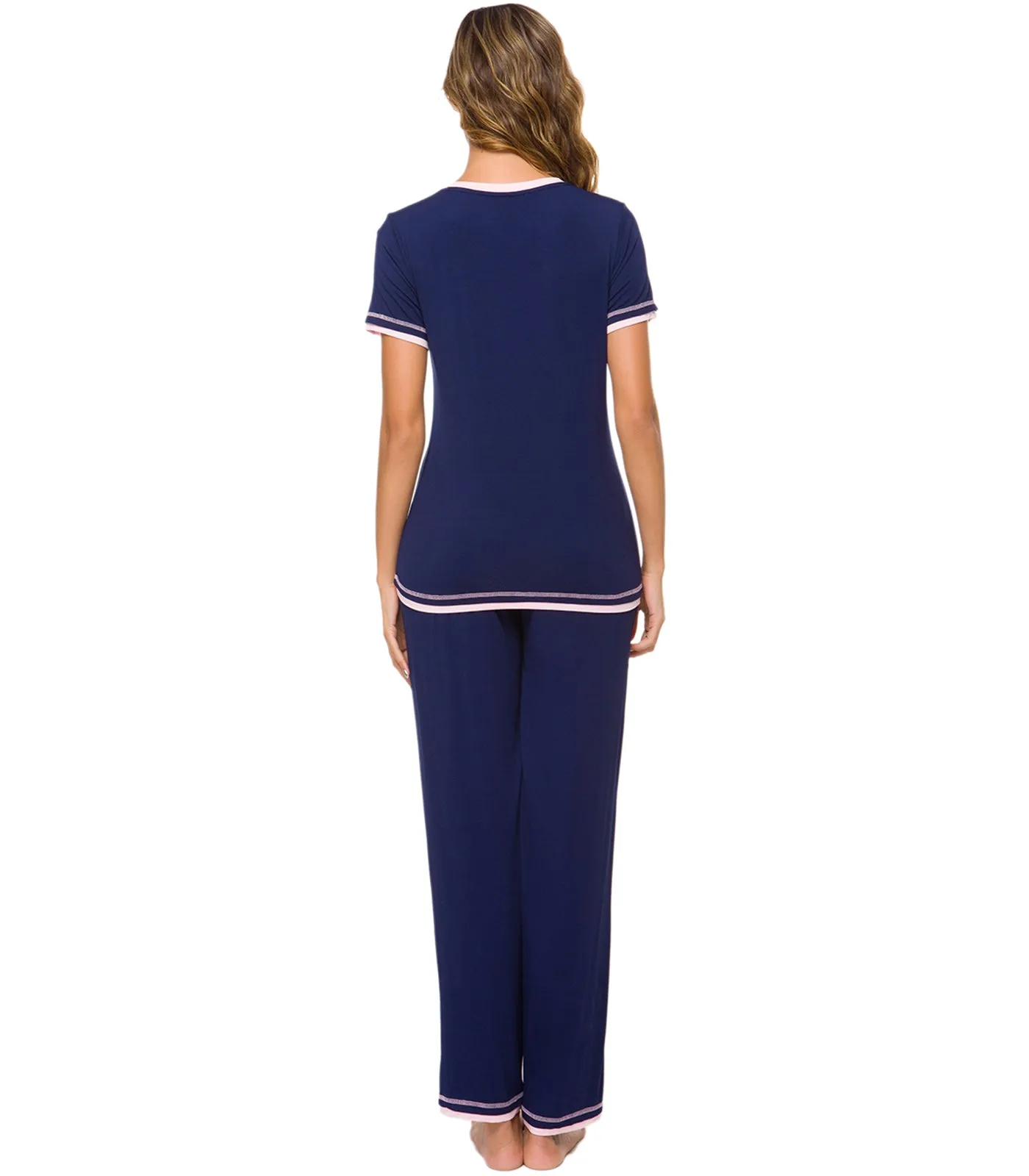 WiWi Womens Short Sleeves Pajamas Set