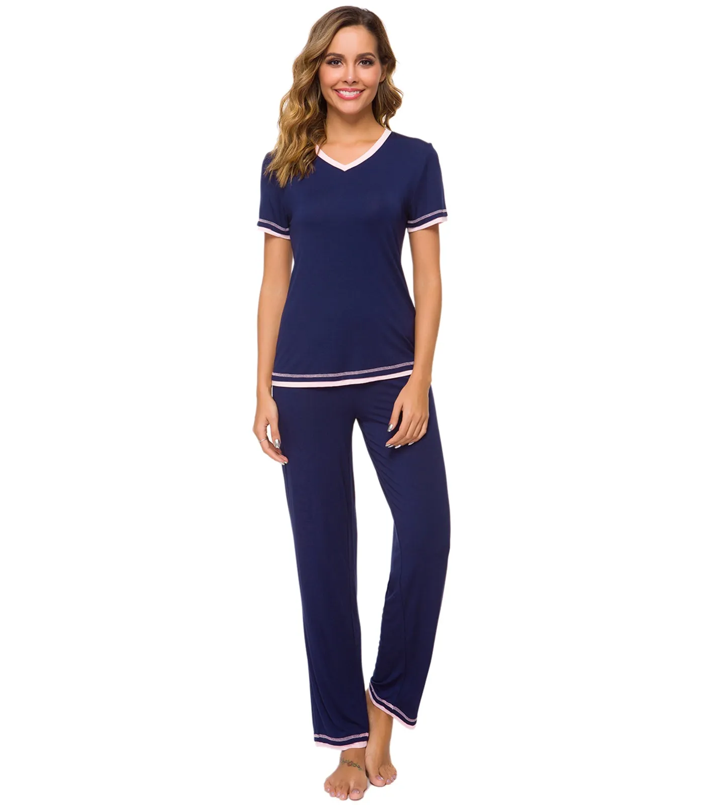 WiWi Womens Short Sleeves Pajamas Set
