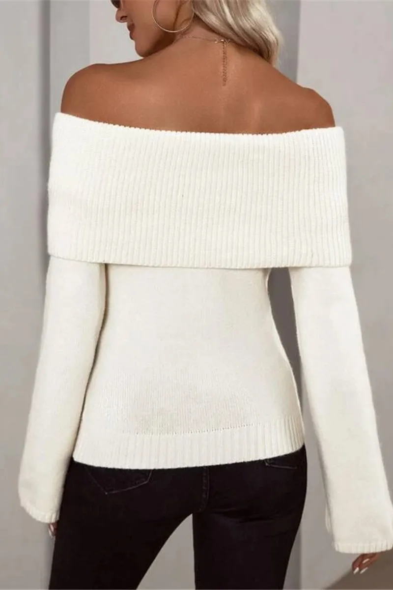 WJ0290 Off Shoulder Elegant Sweater