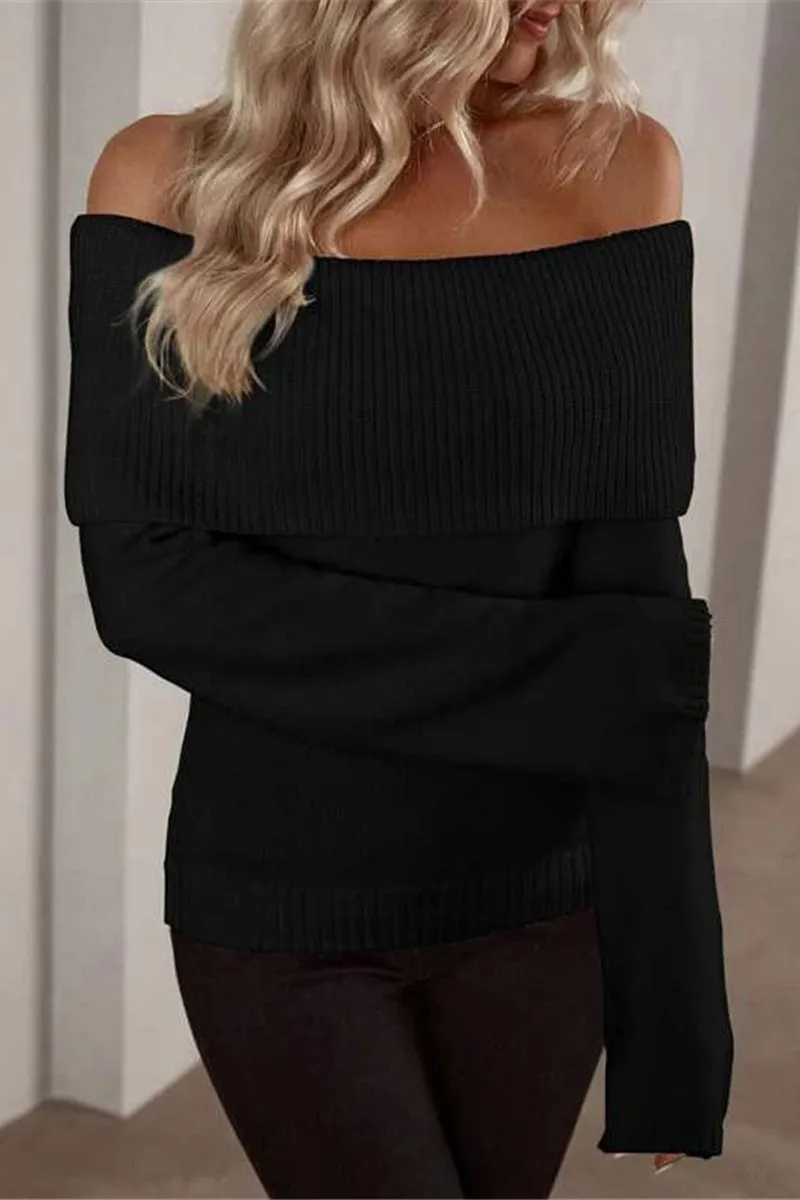 WJ0290 Off Shoulder Elegant Sweater