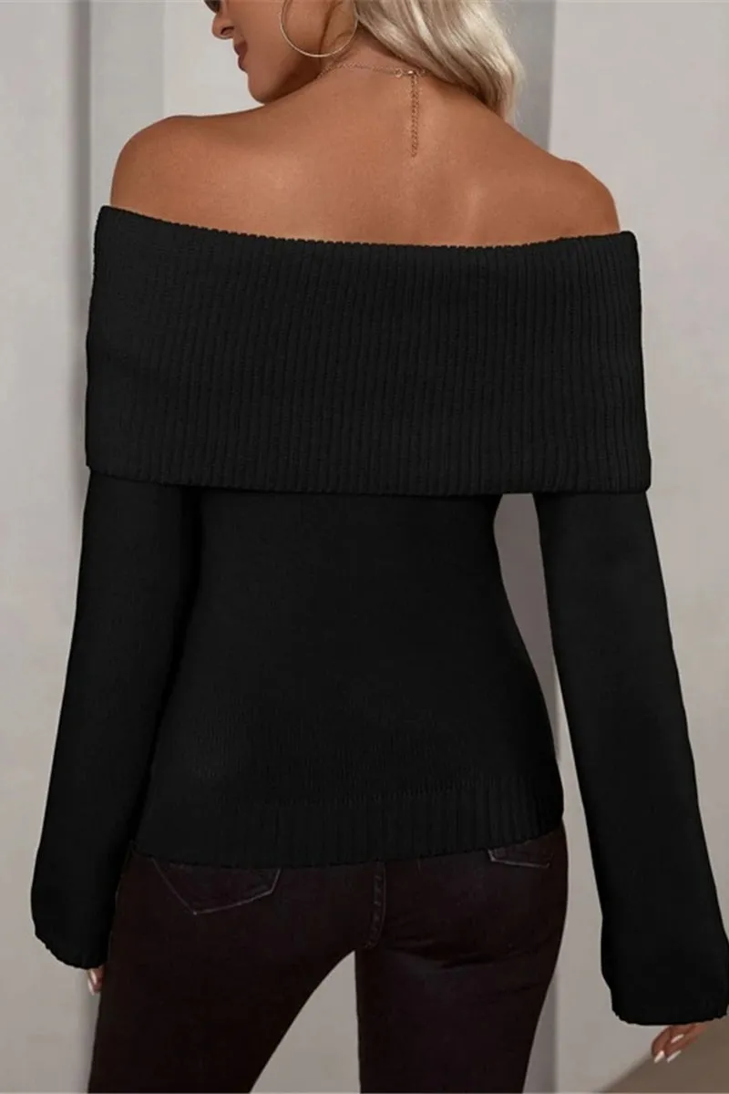 WJ0290 Off Shoulder Elegant Sweater