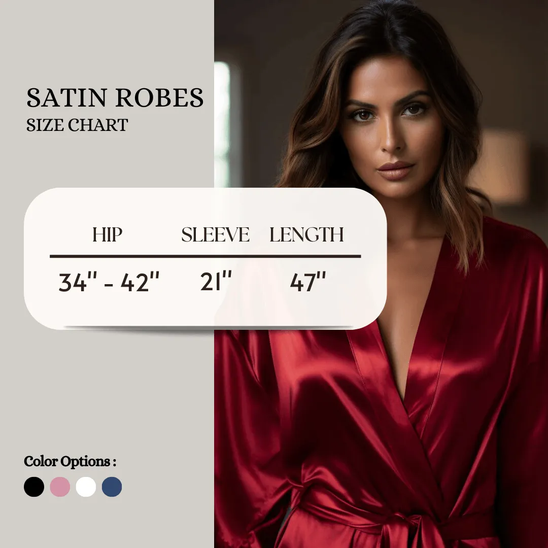 Women Satin Babydoll Belted Kimono Robe