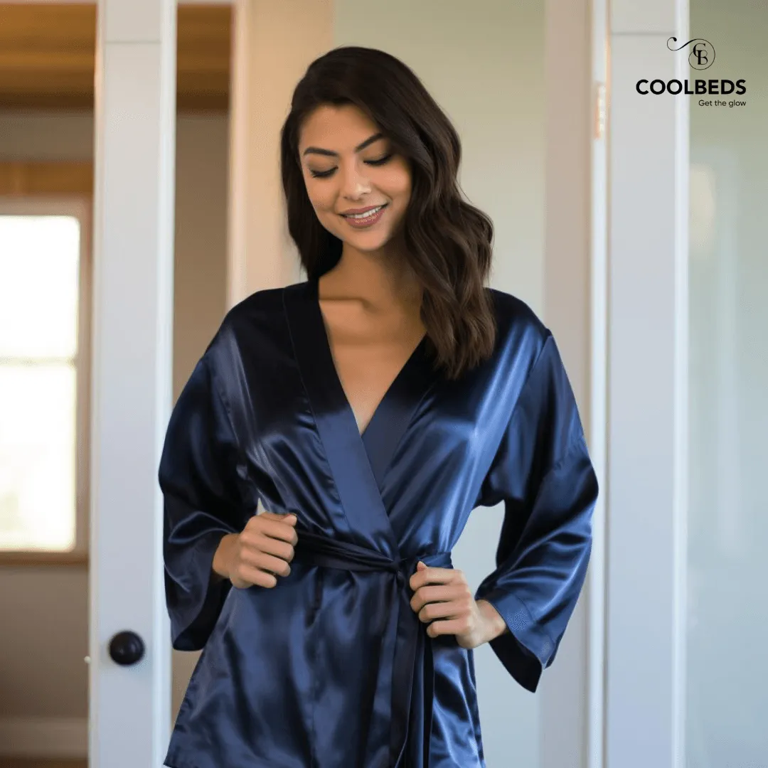 Women Satin Babydoll Belted Kimono Robe