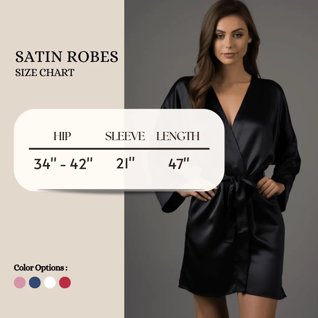 Women Satin Babydoll Belted Kimono Robe
