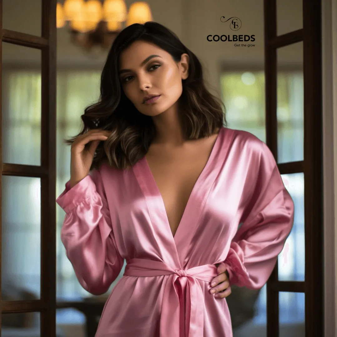 Women Satin Babydoll Belted Kimono Robe