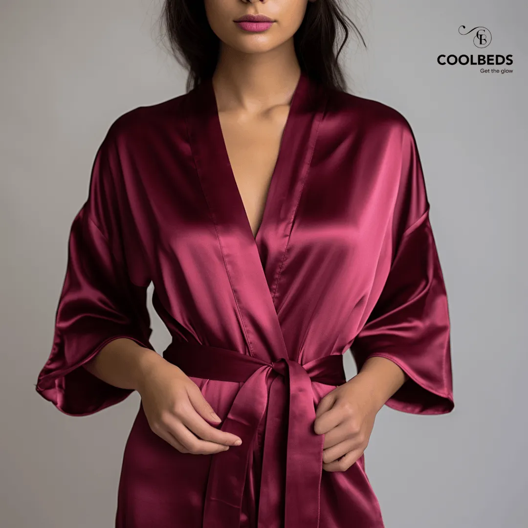 Women Satin Babydoll Belted Kimono Robe