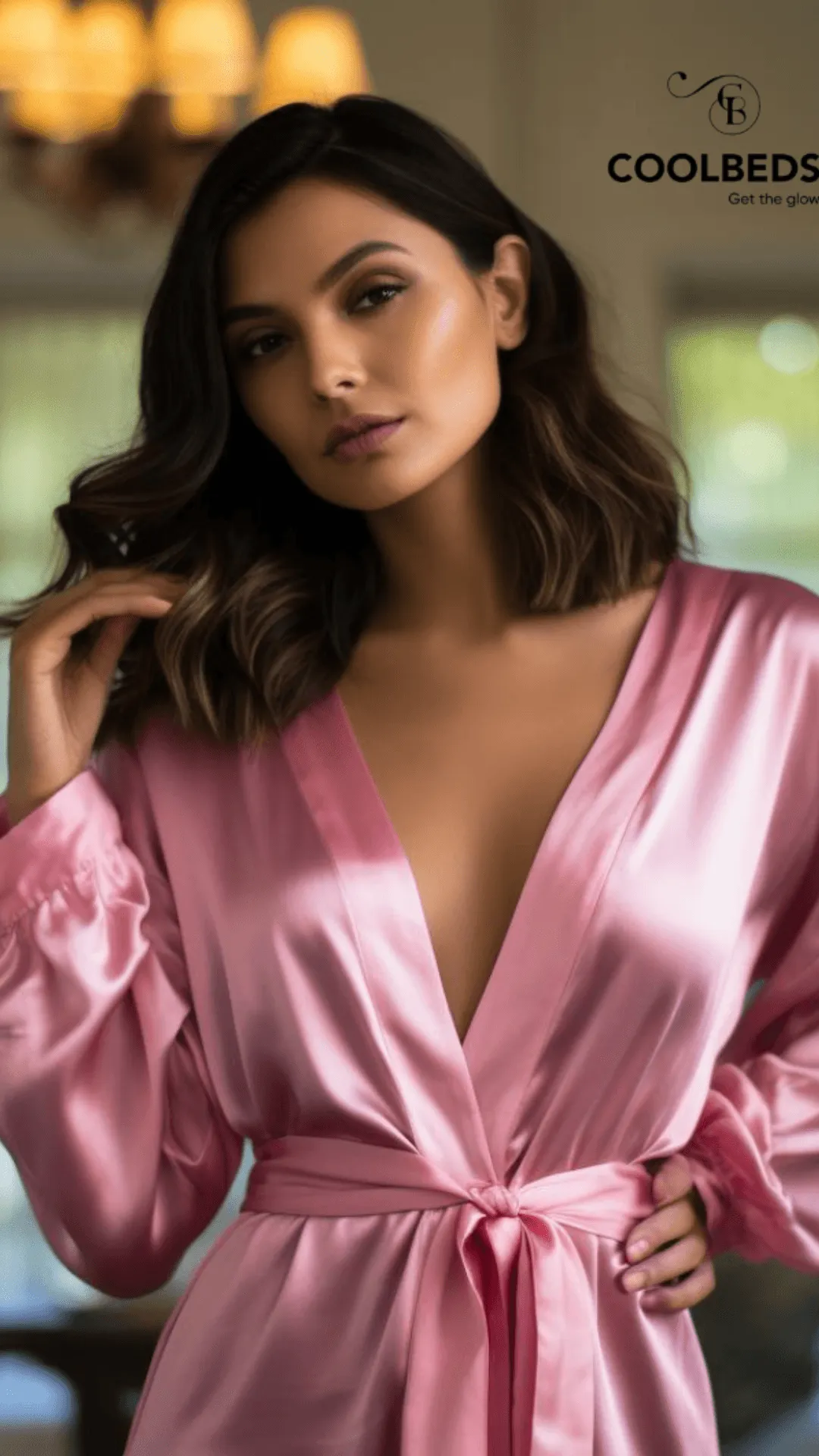 Women Satin Babydoll Belted Kimono Robe