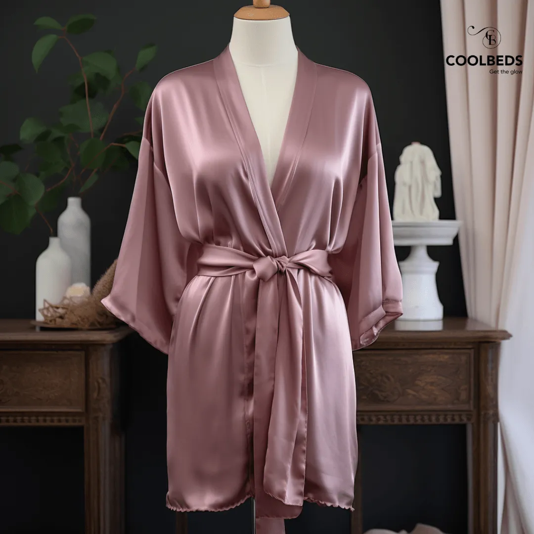 Women Satin Babydoll Belted Kimono Robe