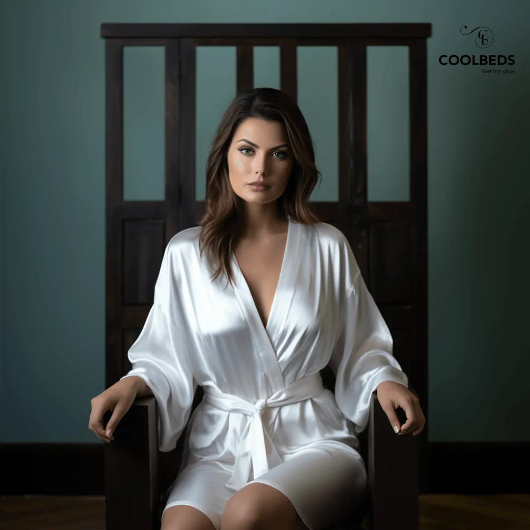 Women Satin Babydoll Belted Kimono Robe