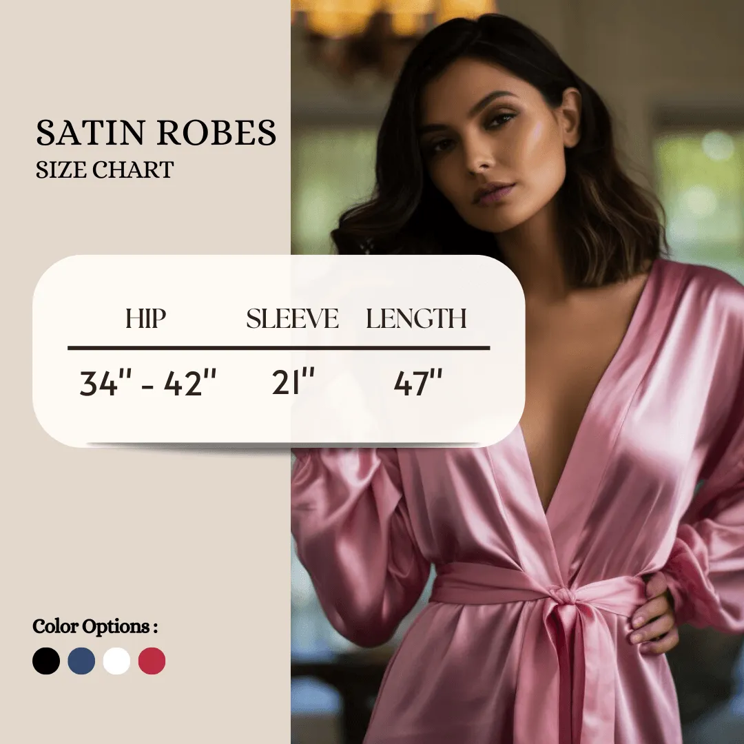 Women Satin Babydoll Belted Kimono Robe