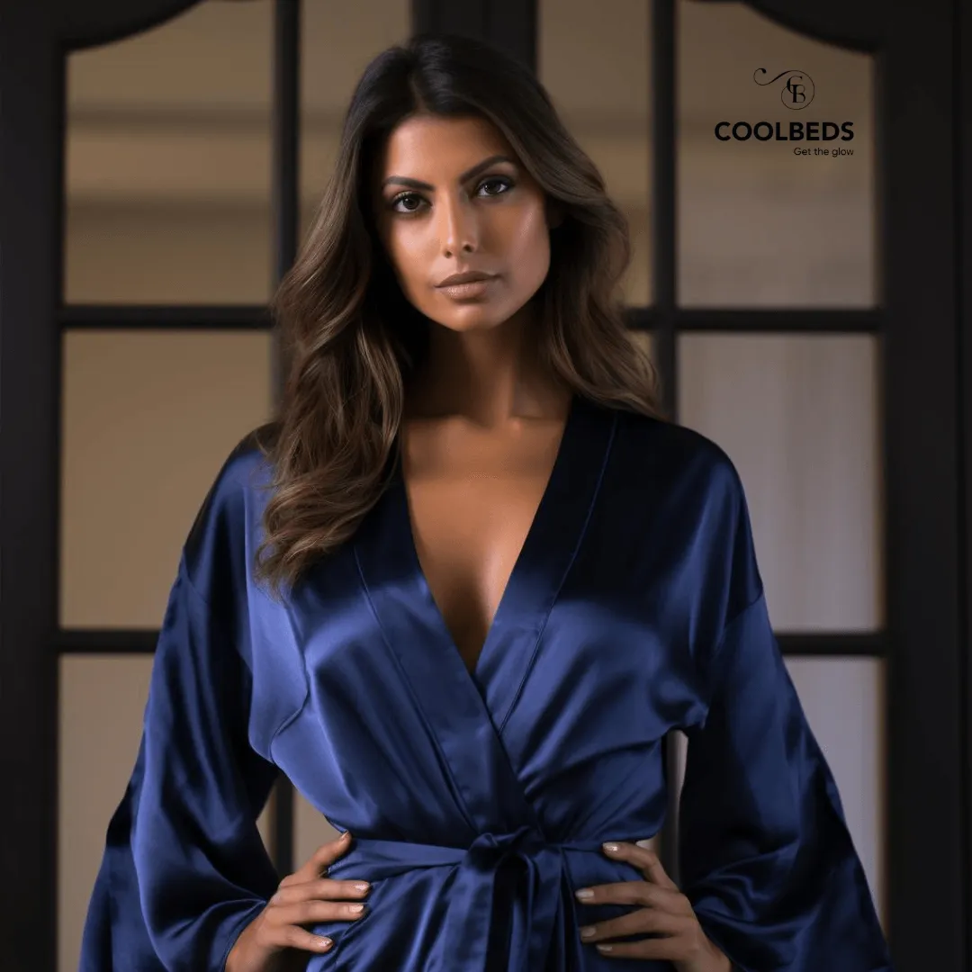 Women Satin Babydoll Belted Kimono Robe