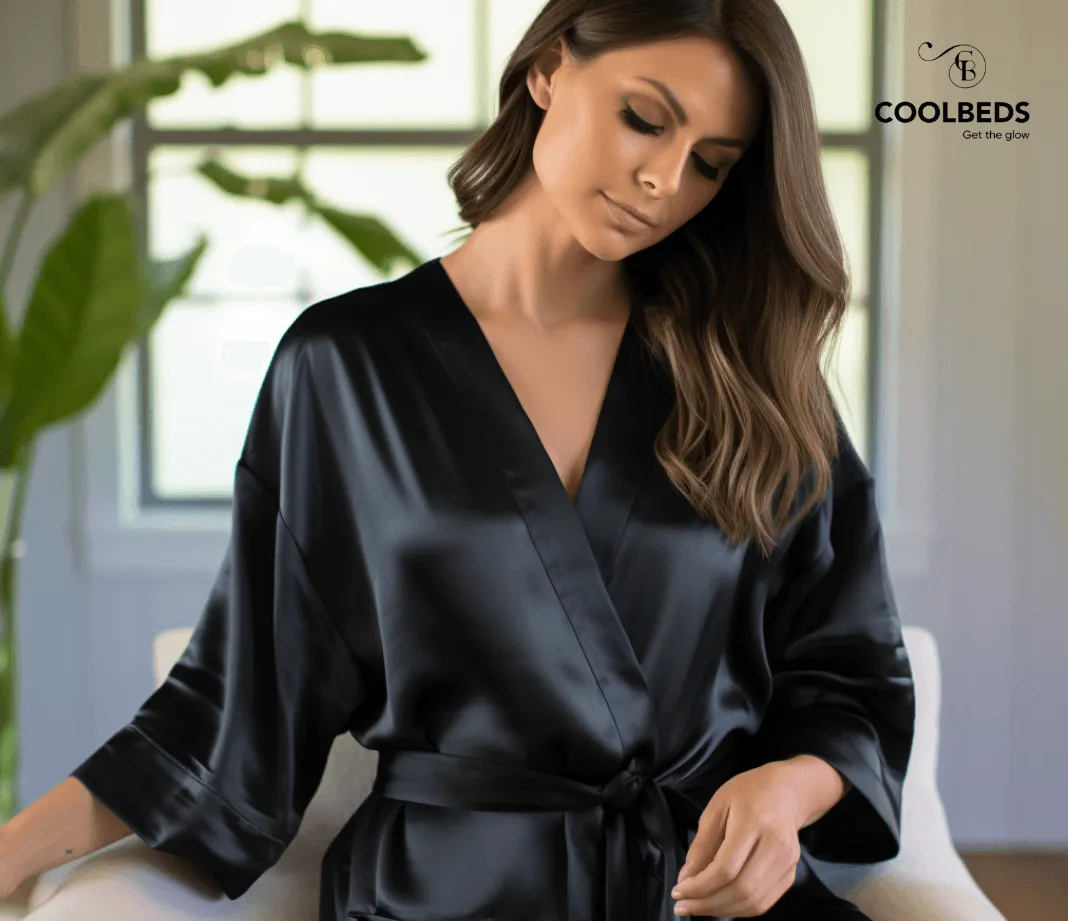 Women Satin Babydoll Belted Kimono Robe
