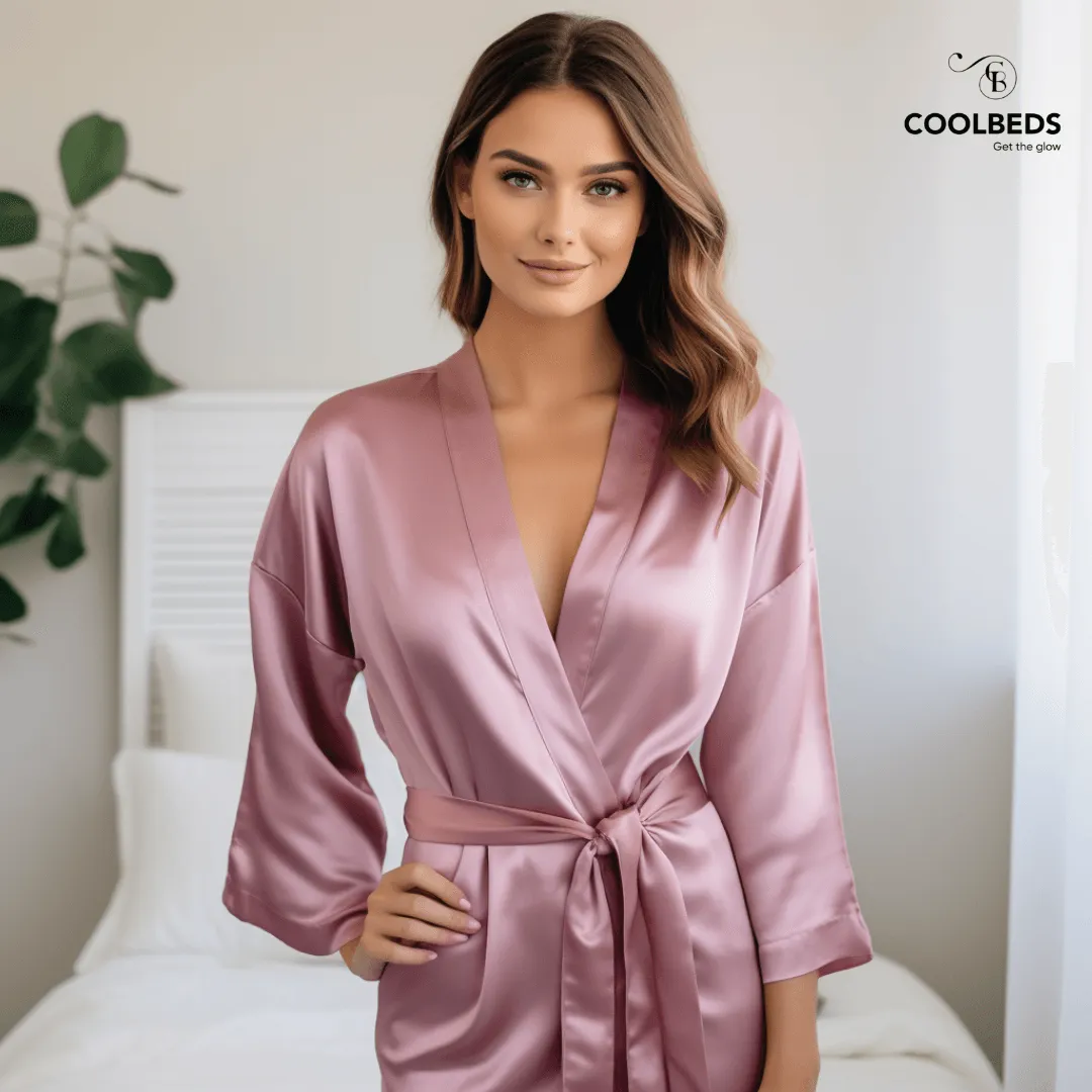 Women Satin Babydoll Belted Kimono Robe