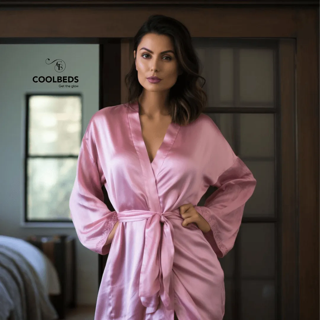 Women Satin Babydoll Belted Kimono Robe
