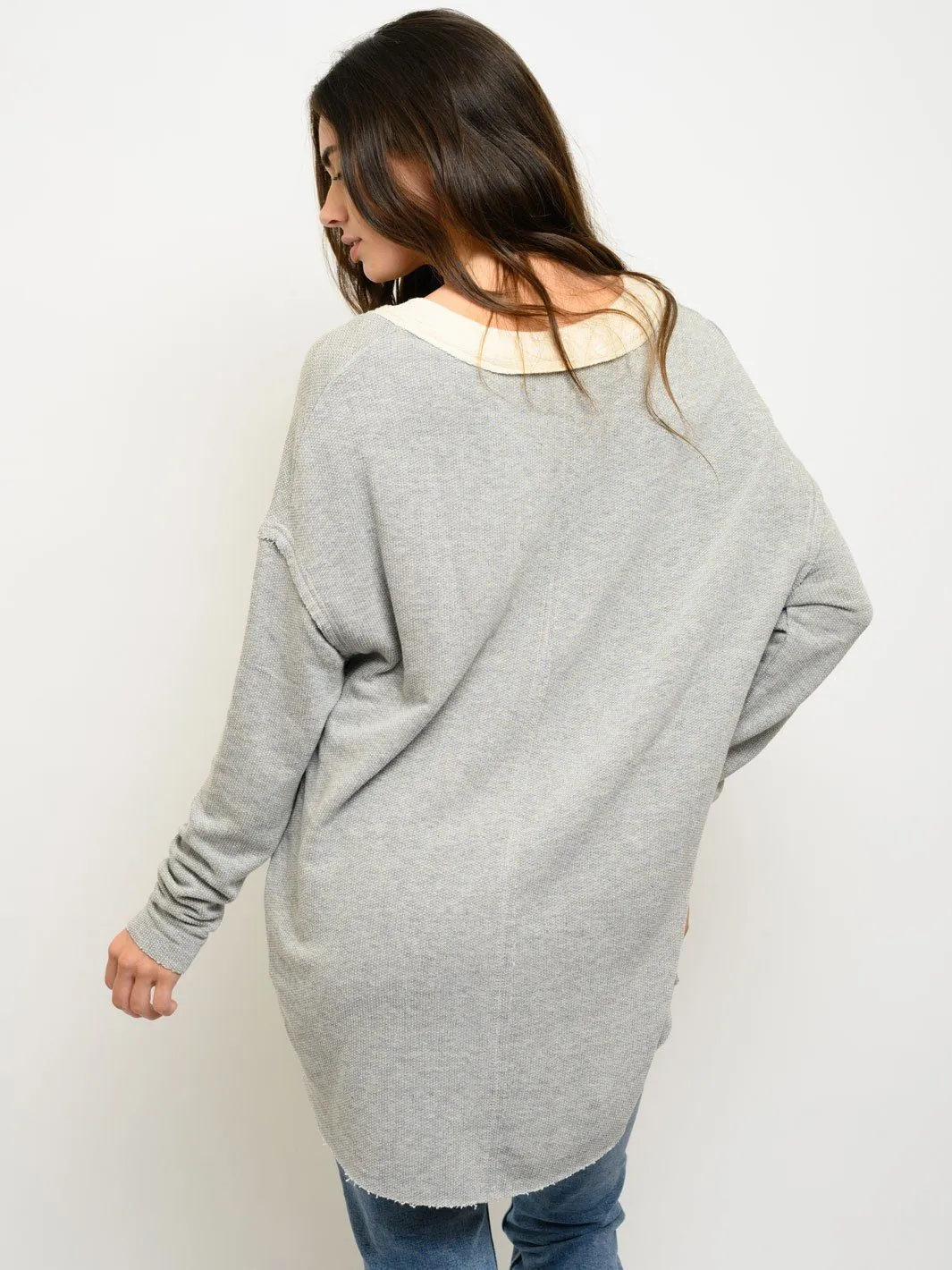 WOMEN'S FRENCH TERRY V-NECK TOP