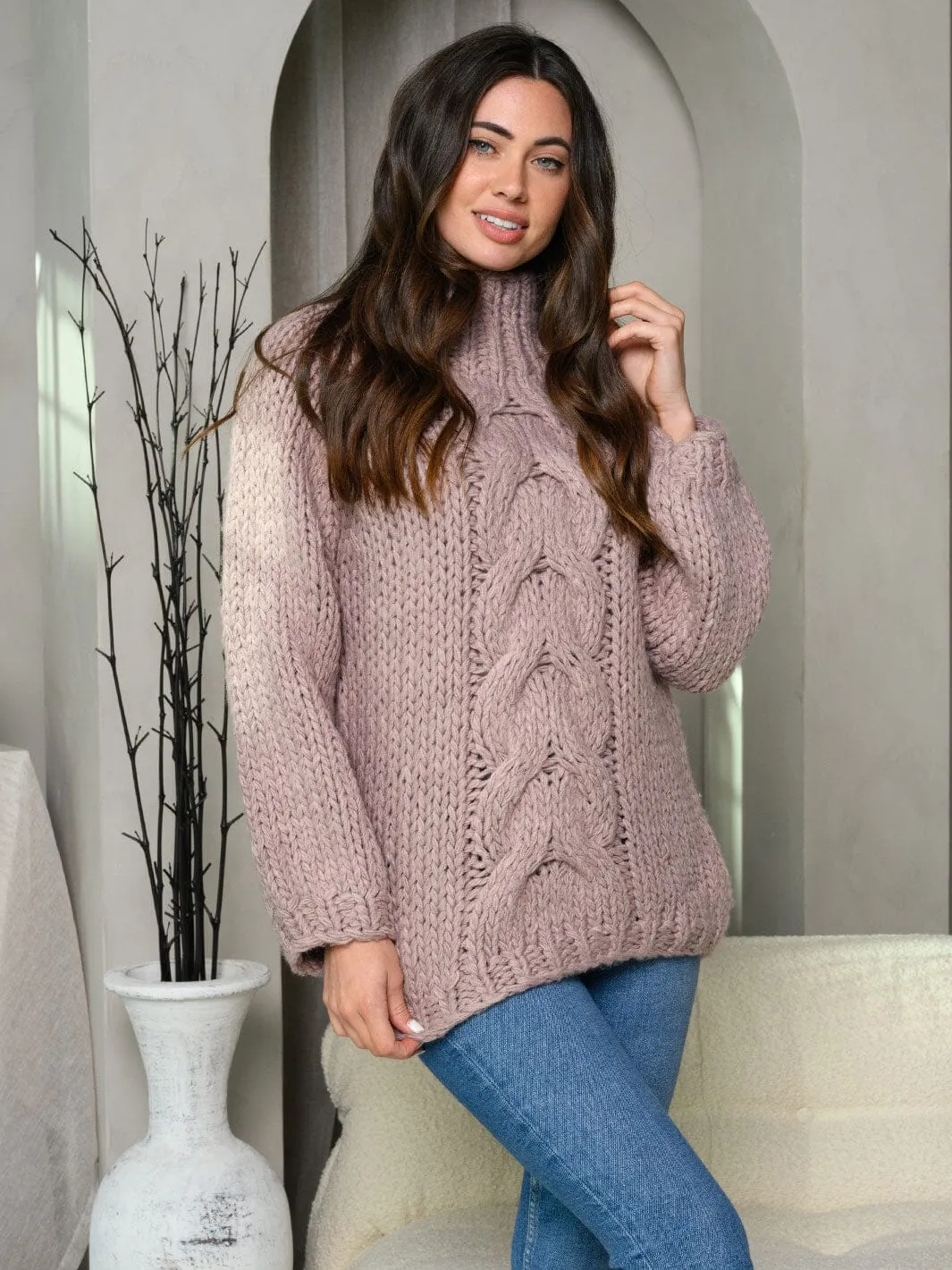 WOMEN'S LONG SLEEVE KNIT MOCK NECK SWEATER
