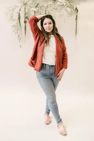Women's Organic Cotton Gauze Kimono Jacket - Cayenne