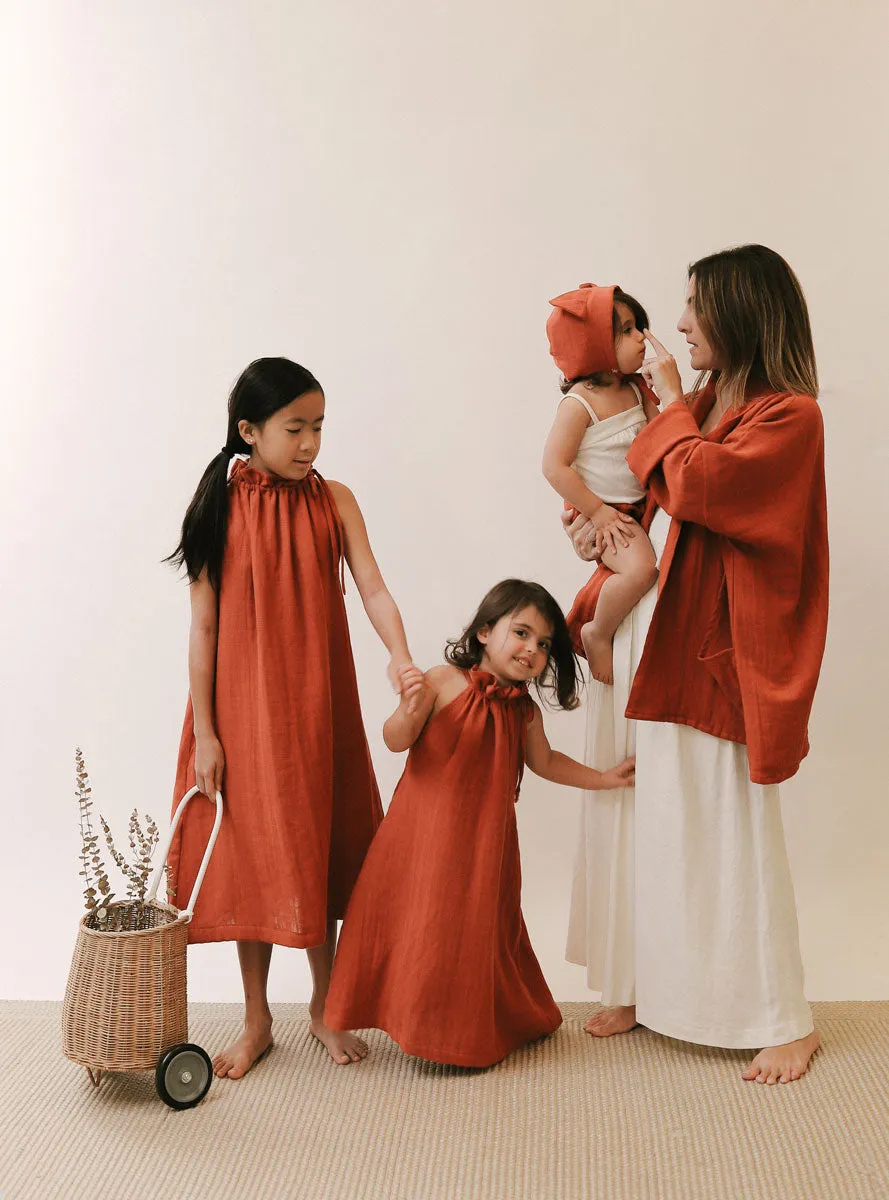 Women's Organic Cotton Gauze Kimono Jacket - Cayenne