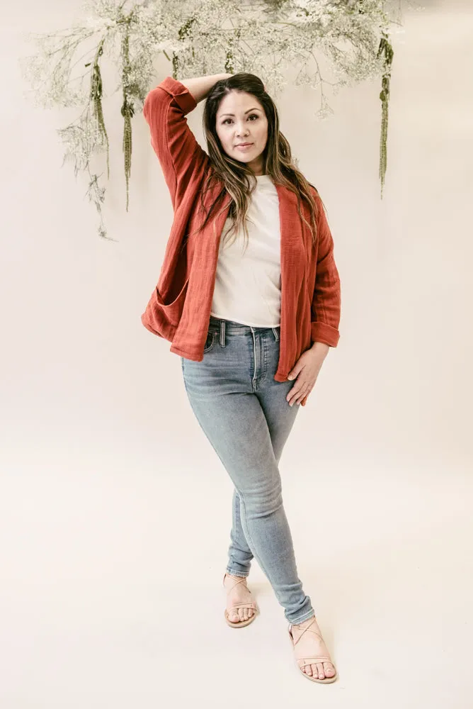 Women's Organic Cotton Gauze Kimono Jacket - Golden Mustard