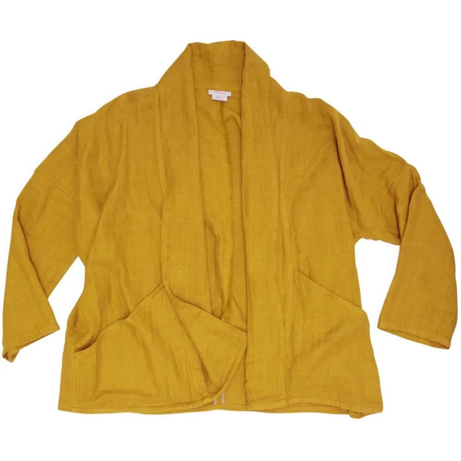 Women's Organic Cotton Gauze Kimono Jacket - Golden Mustard
