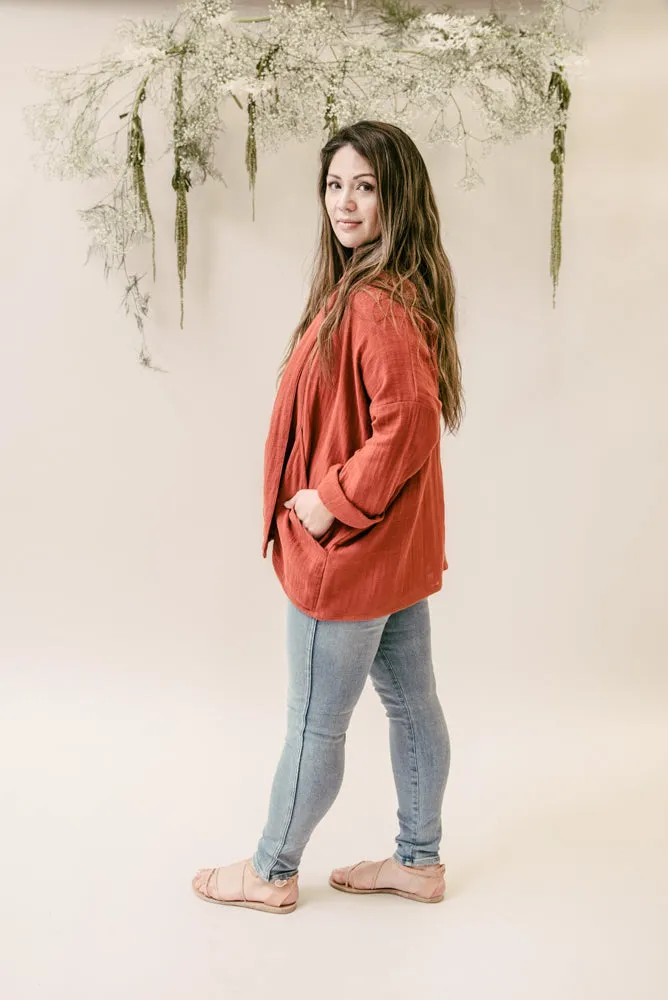 Women's Organic Cotton Gauze Kimono Jacket - Golden Mustard