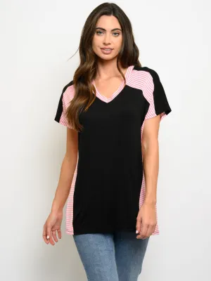 WOMEN'S SHORT SLEEVE V-NECK TOP