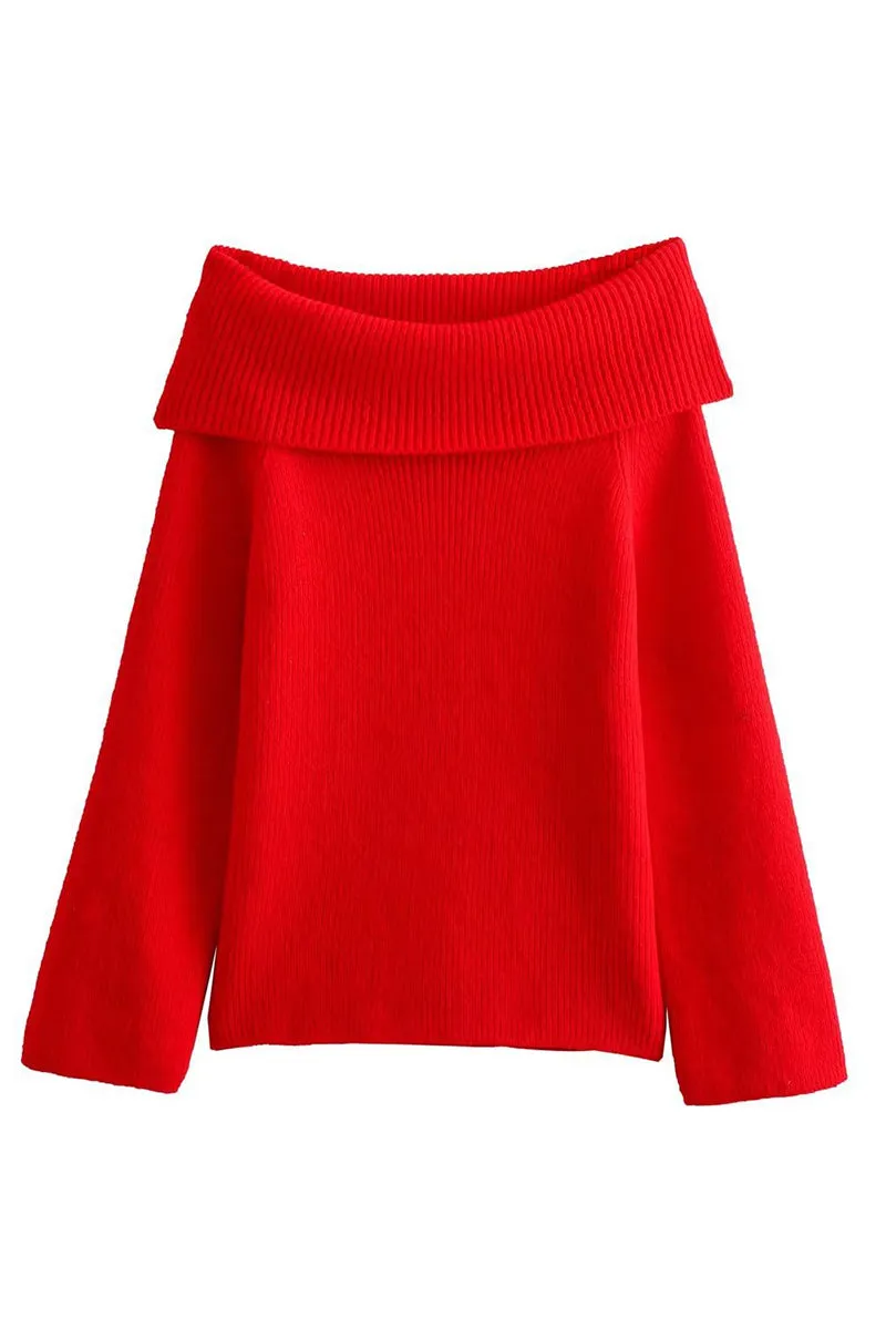 WS3393 Off Shoulder Sweater Outerwear