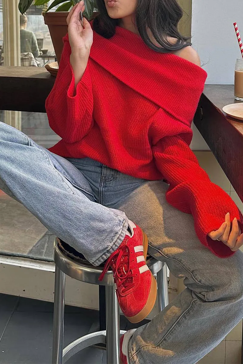 WS3393 Off Shoulder Sweater Outerwear