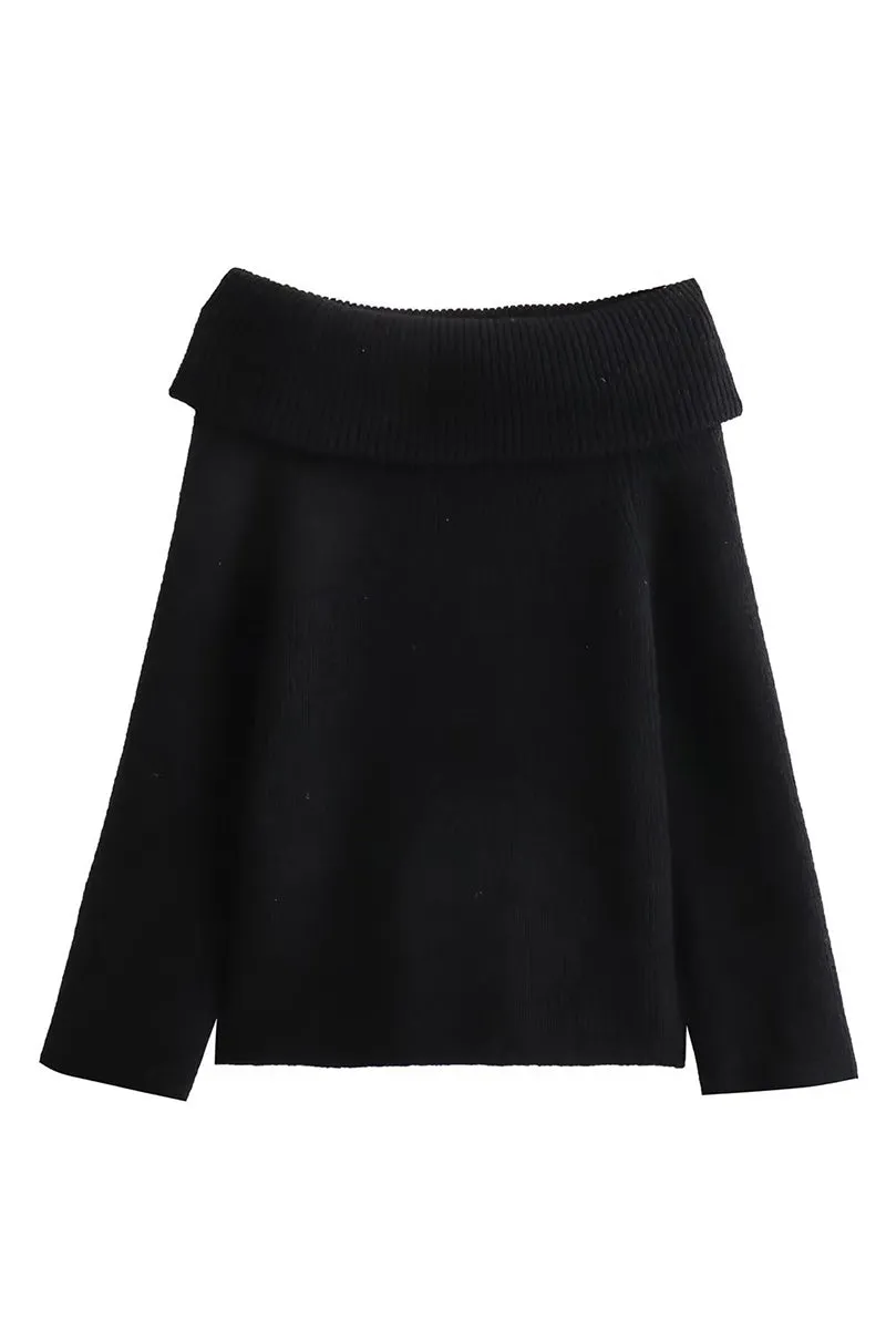 WS3393 Off Shoulder Sweater Outerwear