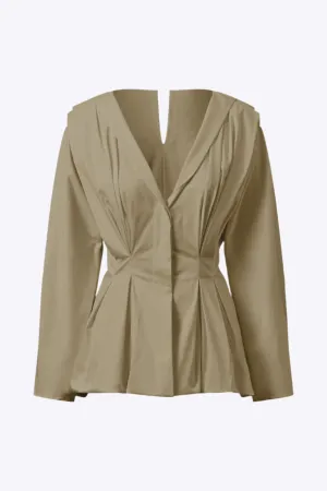 Xara - Chic and Flowy Pleats Woman's Long Sleeve Shirt