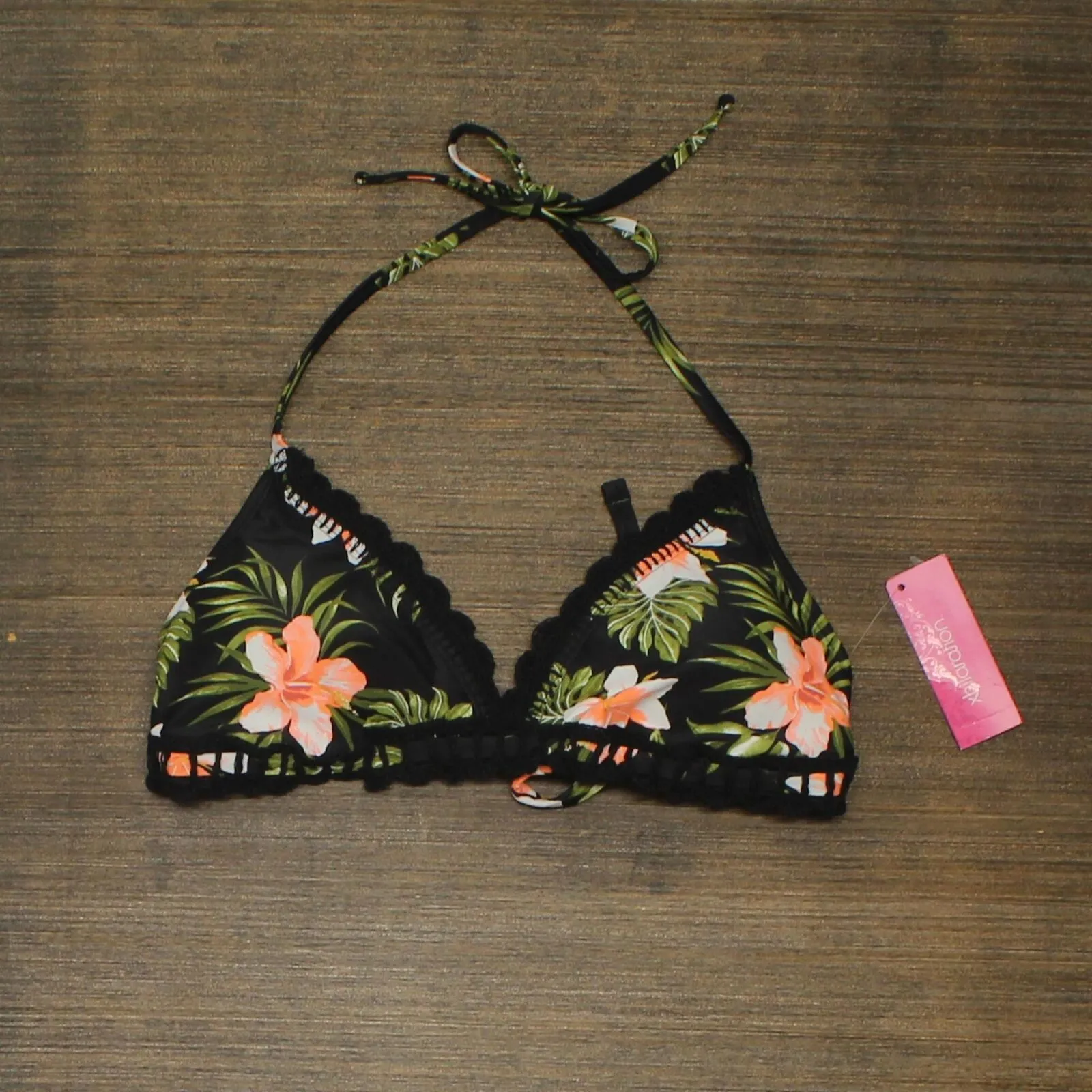 Xhilaration Juniors' Crochet Trim Triangle Bikini Top AFS65T