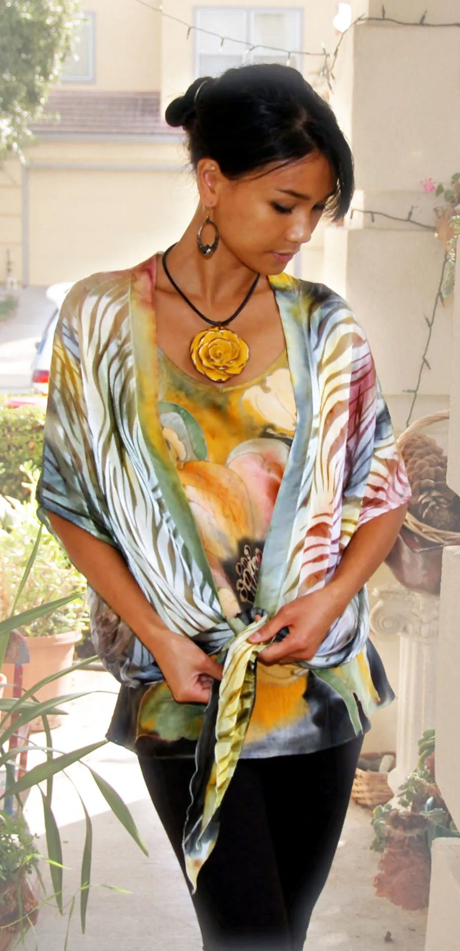Yellow Floral Kimono Jacket